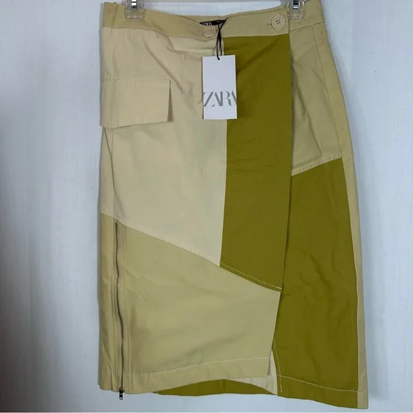 Zara Two-Tone Green and Cream Skirt Set - Picture 2 of 16